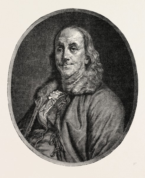 BENJAMIN FRANKLIN, 1706-1790, AUTHOR, POLITICIAN, SCIENTIST, INVENTOR, STATESMAN, US, USA, 1870s
