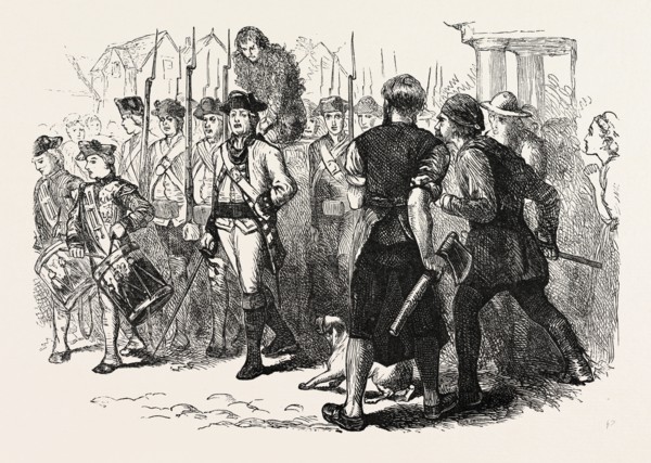 A COUNTRYMAN TARRED AND FEATHERED, UNITED STATES OF AMERICA, US, USA, 1870s engraving