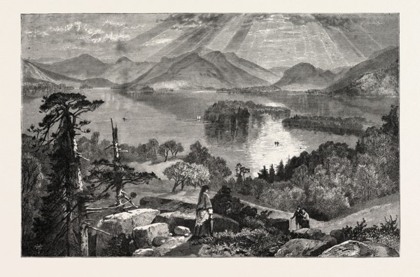 LONG ISLAND, LAKE GEORGE, UNITED STATES OF AMERICA, US, USA, 1870s engraving