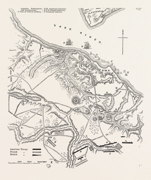 PLAN OF THE SIEGE OF YORKTOWN. (From Stedman's History of the American War.) AMERICAN REVOLUTIONARY