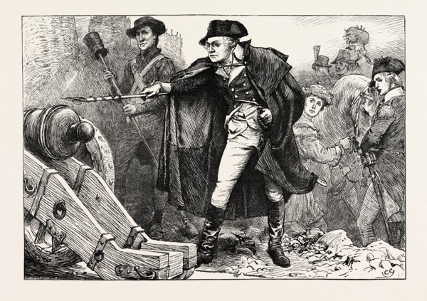 WASHINGTON AT THE SIEGE OF YORKTOWN, AMERICAN REVOLUTIONARY WAR, UNITED STATES OF AMERICA, US, USA,