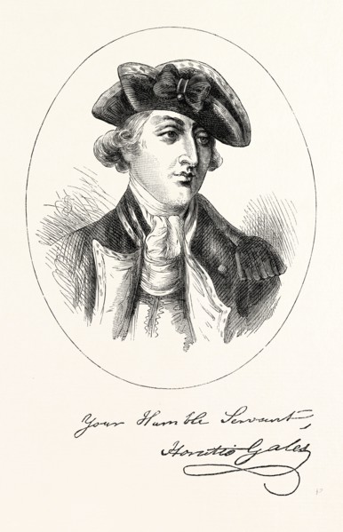 PORTRAIT AND AUTOGRAPH OF GENERAL HORATIO GATES, who was a retired British soldier who served as an
