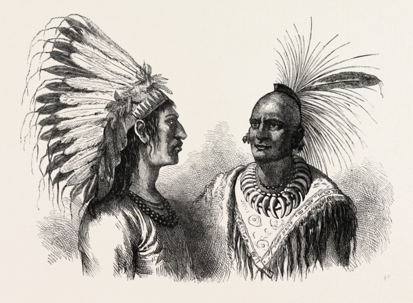 RED INDIAN WARRIORS, US, USA, 1870s engraving