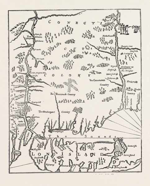 CONNECTICUT From the Mapp of New England, by John Seller, , US, USA, 1870s engraving