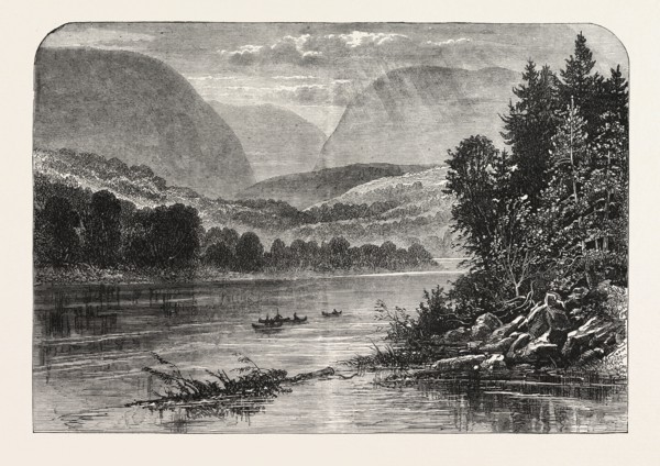 VIEW ON THE DELAWARE, UNITED STATES OF AMERICA, US, USA, 1870s engraving