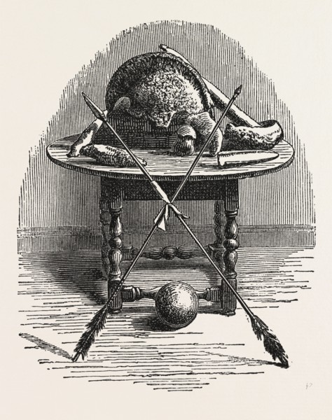 KING PHILIP'S ARMS, US, USA, 1870s engraving