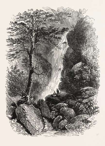 SOURCE OF THE ROANOKE, VIRGINIA, UNITED STATES OF AMERICA, US, USA, 1870s engraving