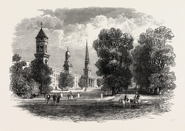 YALE COLLEGE, UNITED STATES OF AMERICA, US, USA, 1870s engraving