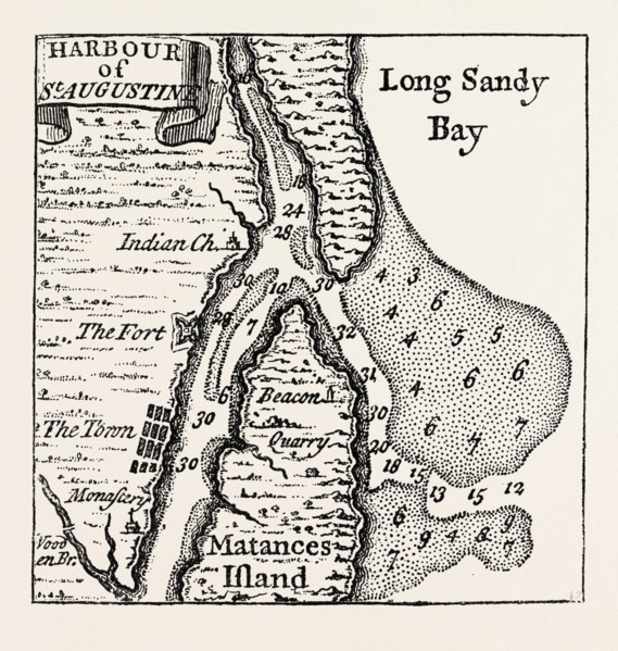 HARBOUR OF ST. AUGUSTINE, US, USA, 1870s engraving