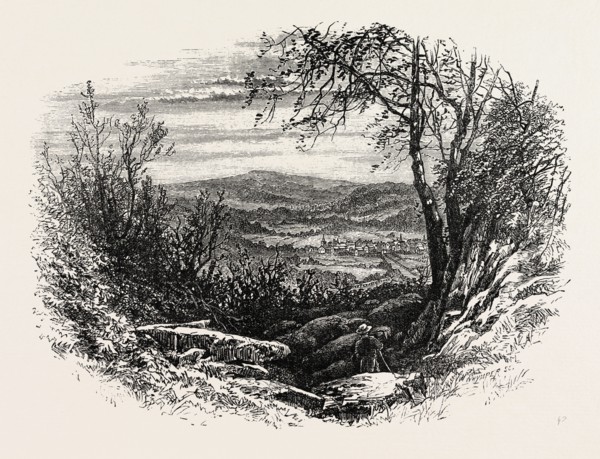 VIEW IN PENNSYLVANIA, ALLEGHANY MOUNTAINS IN THE DISTANCE, UNITED STATES OF AMERICA, US, USA, 1870s