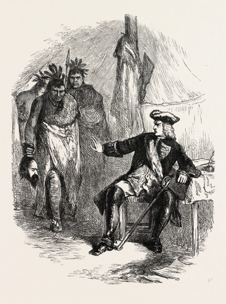 CHICKASAWS WITH SPANIARD'S HEAD, US, USA, 1870s engraving