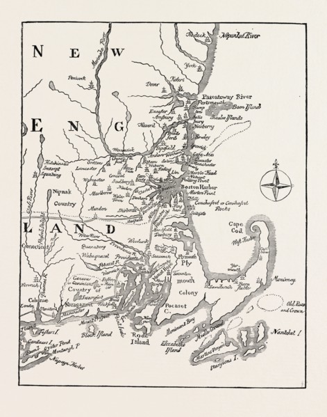 MAP OF NEW ENGLAND AT THE BEGINNING OF THE EIGHTEENTH CENTURY From Mather's Magnalia, UNITED STATES
