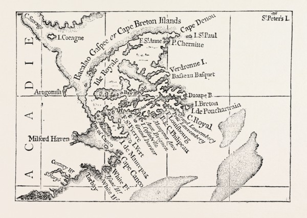 MAP OF CAPE BRETON. From Popple' s Atlas. CANADA, 1870s engraving