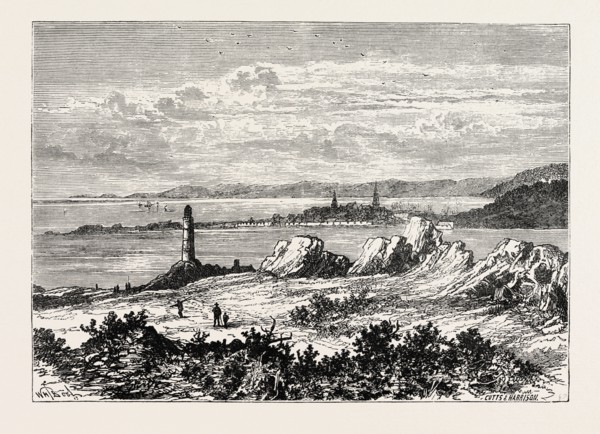 LOUISBURG, CAPE BRETON, CANADA, 1870s engraving