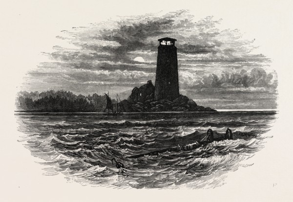 CANSEAU POINT, NORTH AMERICA, US, USA, 1870s engraving