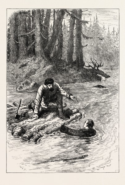 WASHINGTON CROSSING THE ALLEGHANY, NORTH AMERICA, US, USA, 1870s engraving