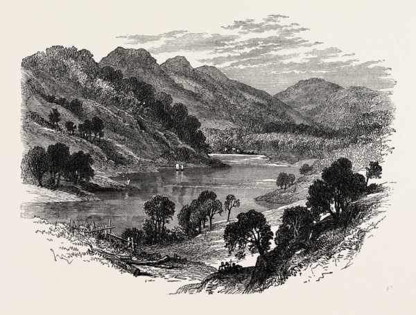 VIEW IN ACADIE, CANADA, 1870s engraving