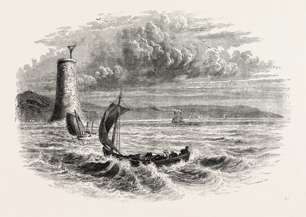 VIEW ON LAKE ONTARIO, NORTH AMERICA, US, USA, 1870s engraving
