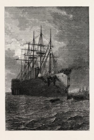 PICKING UP THE ATLANTIC CABLE, 1870s engraving