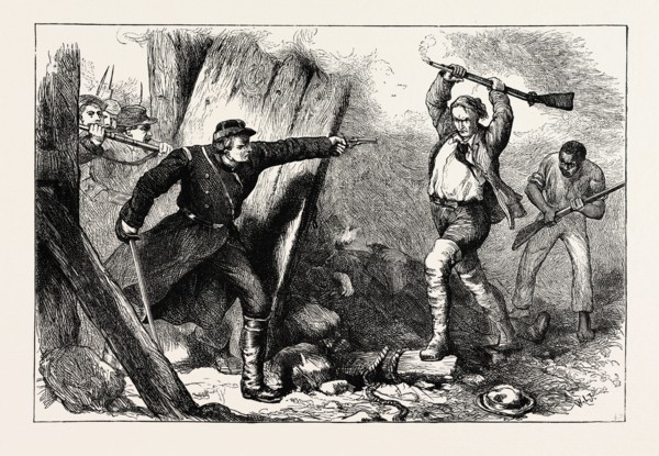 CAPTURE OF JOHN BROWN IN THE ENGINE HOUSE. John Brown was an American abolitionist who believed