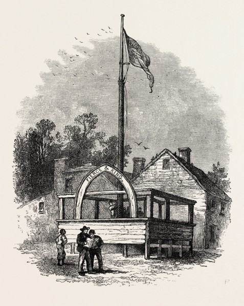AN AMERICAN STUMP, UNITED STATES OF AMERICA, US, USA, 1870s engraving