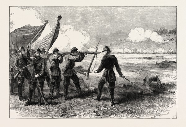 THE BATTLE OF BULL RUN, AMERICAN CIVIL WAR, UNITED STATES OF AMERICA, US, USA, 1870s engraving