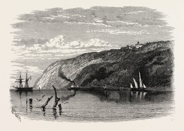 VIEW ON THE POTOMAC BELOW WASHINGTON, UNITED STATES OF AMERICA, US, USA, 1870s engraving