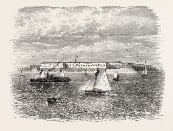 FORT WARREN, UNITED STATES OF AMERICA, US, USA, 1870s engraving