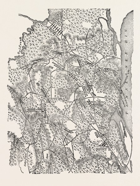PLAN OF THE BATTLE OF PITTSBURG LANDING, AMERICAN CIVIL WAR, UNITED STATES OF AMERICA, US, USA,