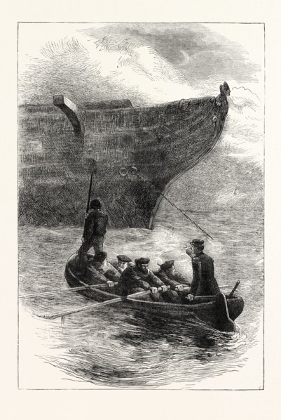 LIEUTENANT CALDWELL SLIPPING THE CHAIN, 1870s engraving