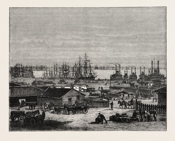 THE BANKS OF THE MISSISSIPPI, UNITED STATES OF AMERICA, US, USA, 1870s engraving