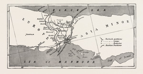 RELATIVE POSITIONS OF THE RUSSIAN AND TURKISH FORCES, AND OF THE BRITISH FLEET BEFORE