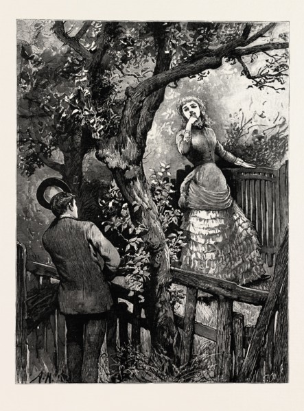 DRAWN BY ARTHUR HOPKINS, GREETING, engraving 1884, life in Britain, UK, britain, british, europe,