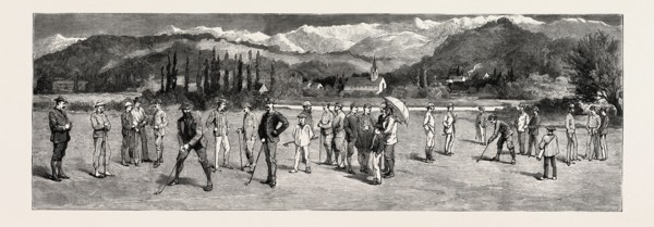 GOLF AT PAU FRANCE ENGRAVING 1884