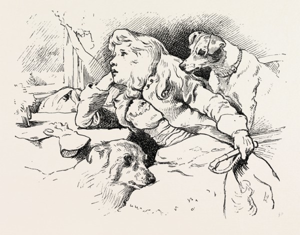 ONLY A SHOWER. Burton Barber, M., engraving 1884