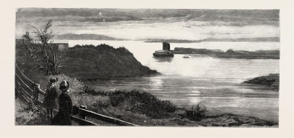 THE ARK AT TIER MOORINGS IN GRANTON QUARRY, NEAR EDINBURGH, engraving 1884, UK, britain, british,