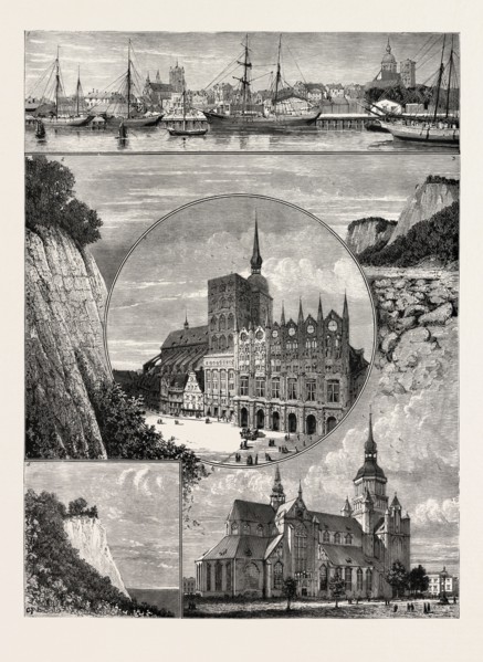 Stralsund from the Harbour. The Zerkluftete Wand, Rugen. 3. View in the Stubbenkammer, Rugen. 4.