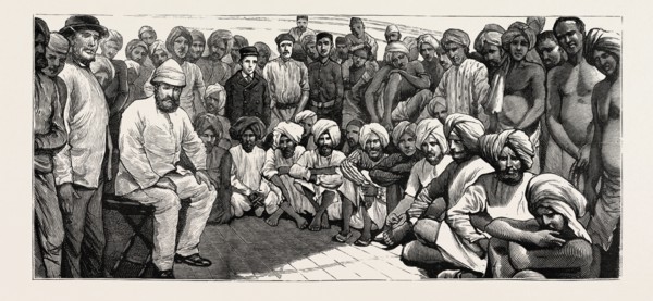 LANDED AT DEMERARA, SOUTH AMERICA, Guyana, SOUTH AMERICA, EAST INDIAN IMMIGRANTS, ENGRAVING 1884