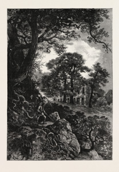 L'AUBERGE DES ADRETS, ON THE ROAD FROM FREJUS TO CANNES , ENGRAVING 1882
