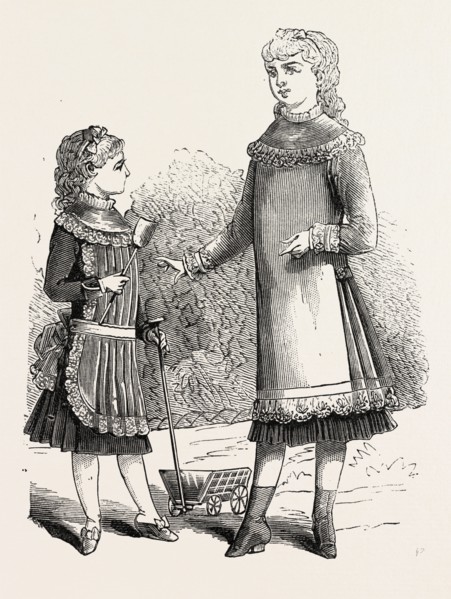 GIRLS' PINAFORES, 1882, FASHION