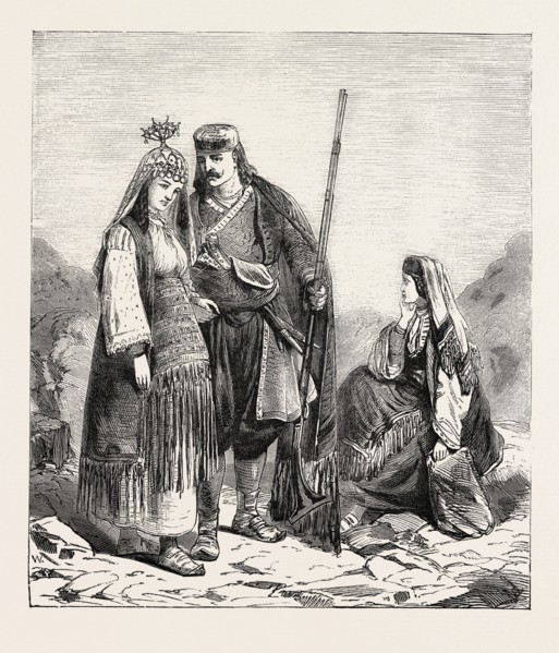 DALMATIAN PEASANTS, ENGRAVING 1882
