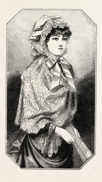 LACE MANTILLE, FASHION, ENGRAVING 1882