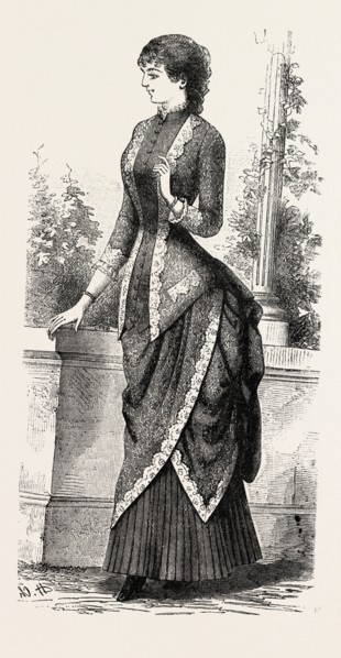 EVENING DEMI TOILETTE, FASHION, ENGRAVING 1882