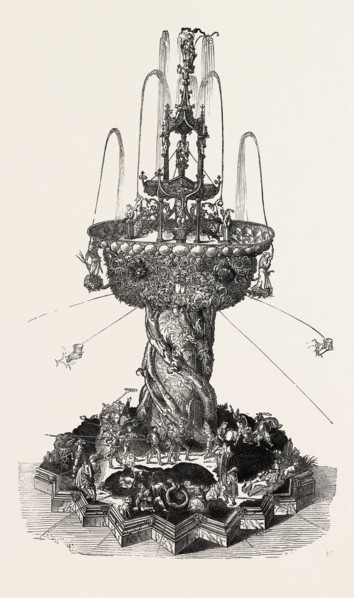 CENTREPIECE, AFTER A DESIGN BY ALBRECHT DURER, TABLE DECORATION,  ENGRAVING 1882
