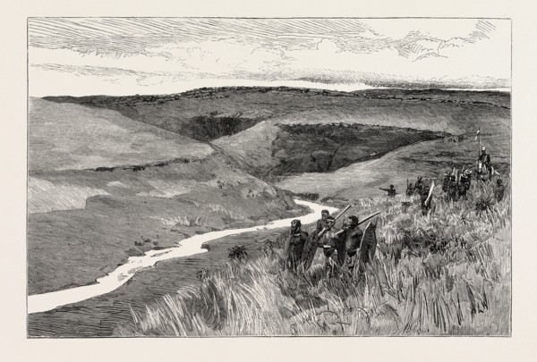 THE ROAD TO THE UMLATOOZI RIVER, ZULU WAR, ENGRAVING 1879