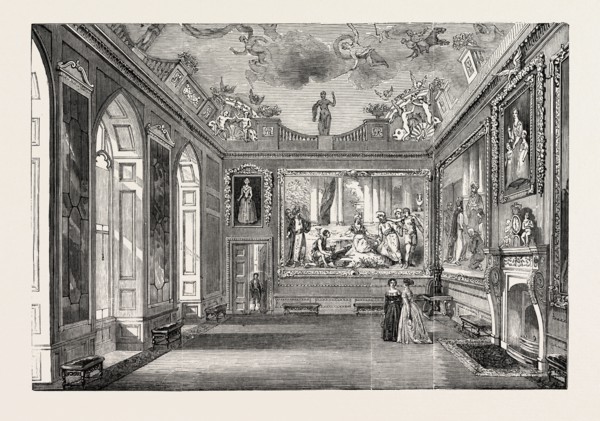 WINDSOR CASTLE: THE QUEEN'S PRESENCE CHAMBER, UK, 1851 engraving