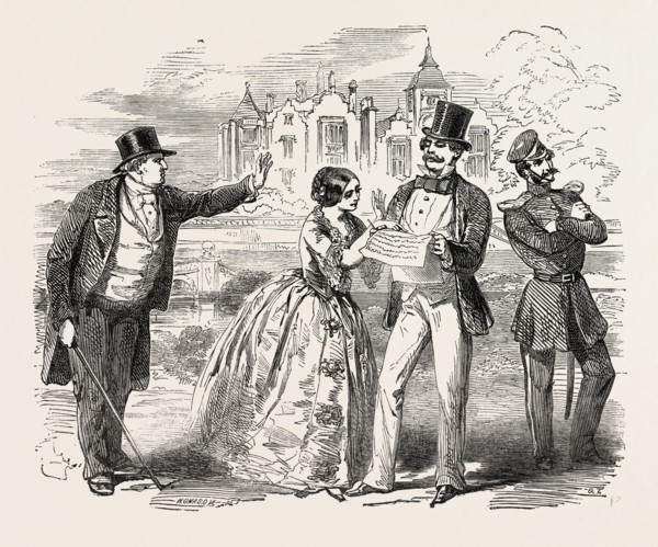 SCENE FROM THE NEW COMEDY OF THE OLD LOVE AND THE NEW, AT DRURY LANE THEATRE, LONDON, UK, 1851