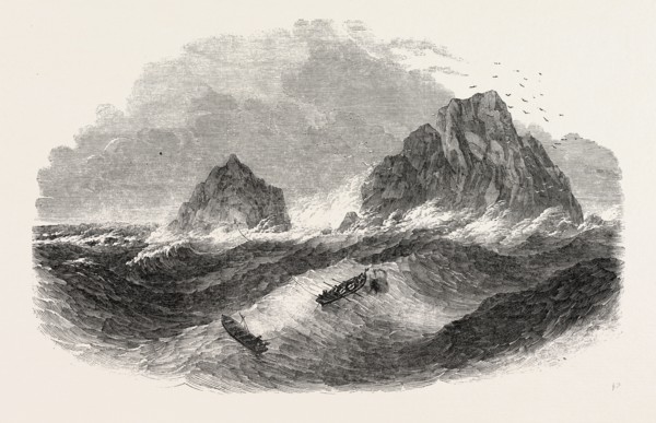 WRECK OF THE NEW COMMERCIAL BRIG, ON THE BRISSON ROCKS, ON THE COAST OF CORNWALL, UK. THE RESCUE,