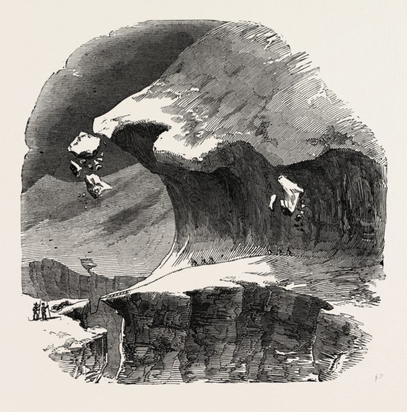 CLIMBING THE MONT BLANC: ABOVE THE GRAND PLATEAU: A LARGE CREVASSE, ALPS, FRENCH ALPS, FRANCE, 1851