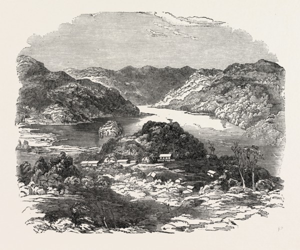MOKAU RIVER, FORTY MILES NORTH OF NEW PLYMOUTH, NEW ZEALAND, 1851 engraving